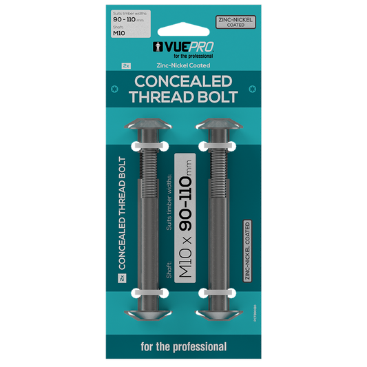 Vuepro Concealed Thread Bolt - 90-110mm - Zinc Nickel Coated - Easy Install - Auzzistore