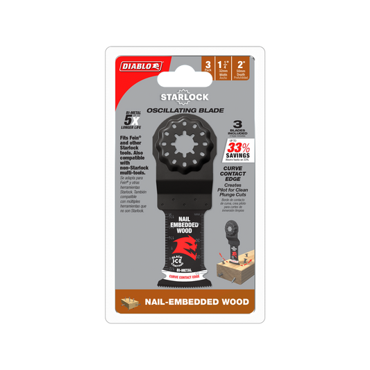 Diablo 32mm Starlock Bi Metal Multi Tool Blade - Nail Embedded Wood - 3 Pack - Ultra-Hardened Edge - Auzzistore