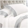 Kingtex 1500 Thread Count Crochet Lace Microfibre Sheet Set King Single Silver/White