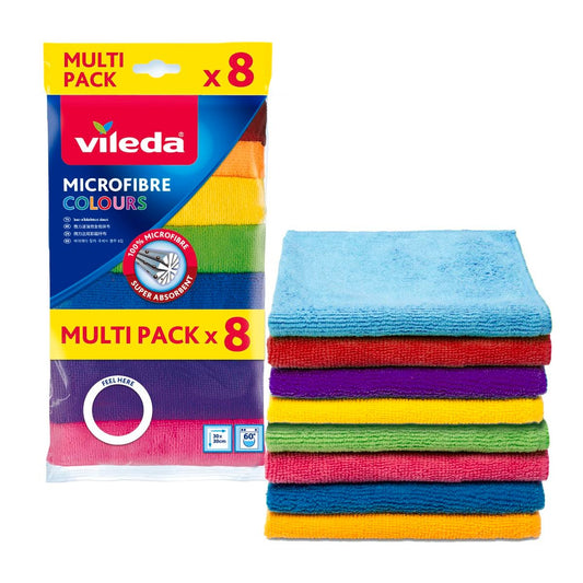 Vileda Microfibre Cloths - 8 Pack - 80% Polyester - All Purpose Cleaning