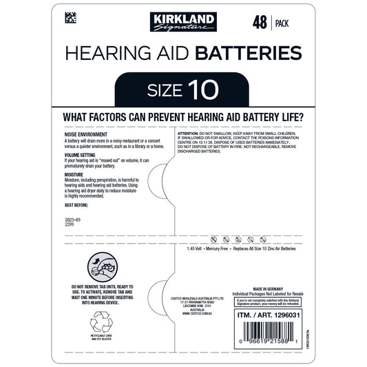 Kirkland Signature Hearing Aid Batteries Size 10 2 x 48 Pack – view 2