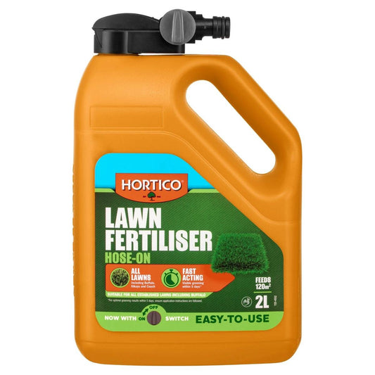 Hortico Hose On Lawn Fertiliser 2L Liquid Feeds 120m² Fast Acting - Auzzistore