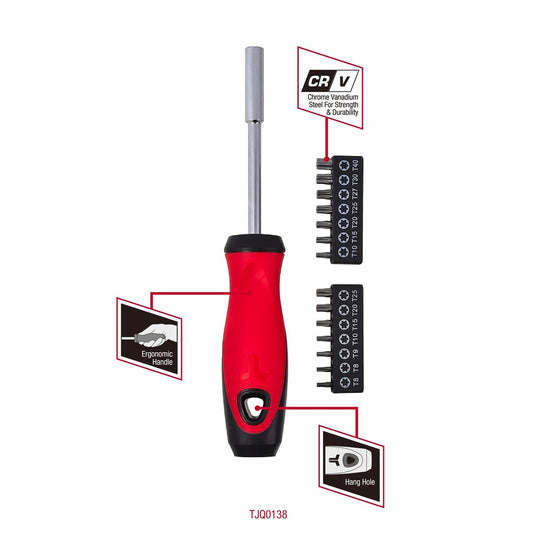 Trojan 15 Piece Torx Screwdriver Bit Set - 120mm x 40mm x 290mm - Red Black – view 2