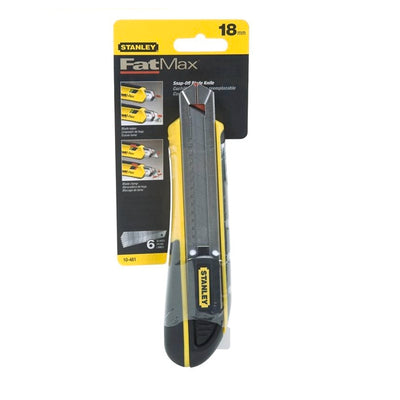 Stanley Fatmax 18mm Snap Off Knife - Rubber Grip - Stainless Steel - Control