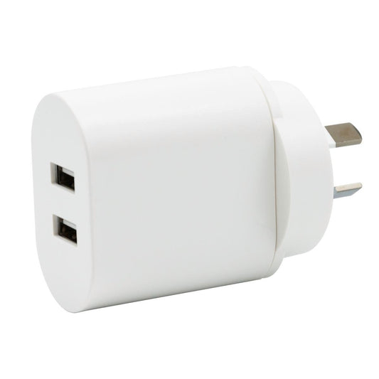Click 2 Dual USB Wall Charger - 2.4A - Plastic - Over Voltage Protection - Auzzistore