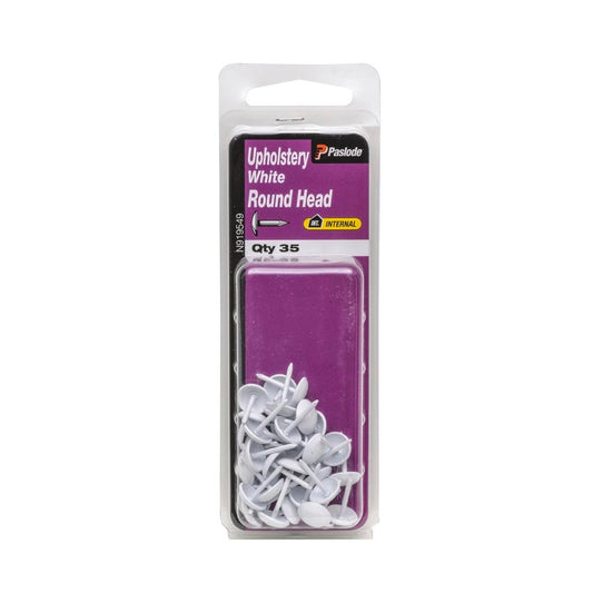 Paslode Upholstery Nails - White Round Head - 35 Pack - Nickel Plated Steel - Durable Finish - Auzzistore