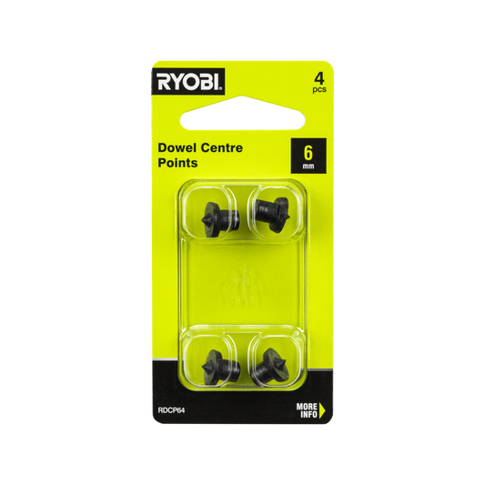 Ryobi Dowel Centre Points 6mm - 4 Pack - Carbon Steel - Accurate Alignment - Auzzistore