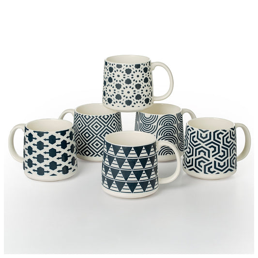 Signature Housewares Blue Print Mug 6 Piece Set