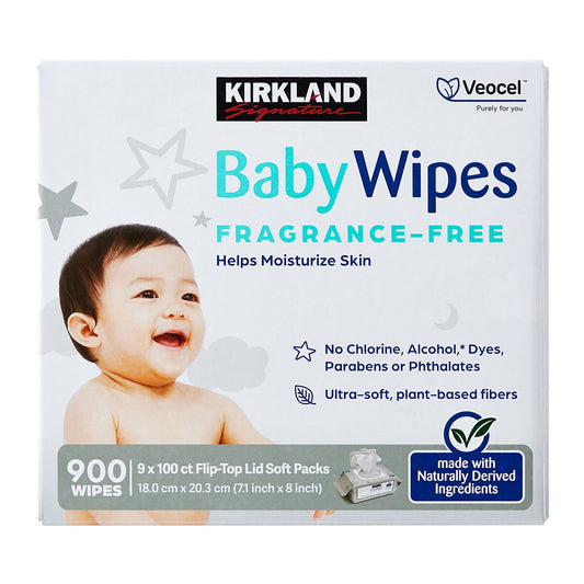 Kirkland Signature Fragrance Free Baby Wipes 9 x 100 Pack - Auzzistore