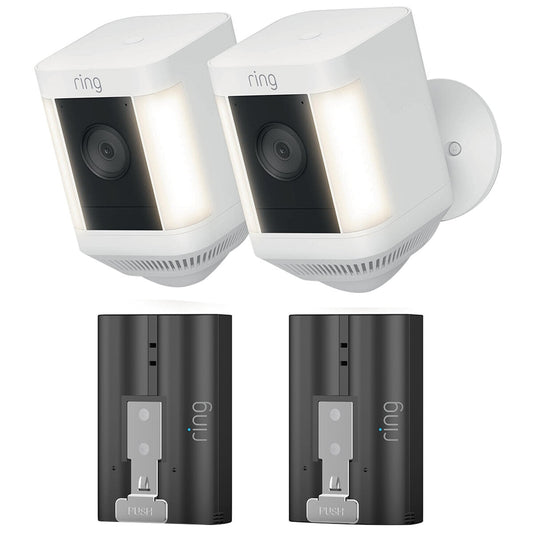 Ring Spotlight Cam Plus Battery 2 Pack with 2 Quick Release Battery Packs, 1080p HD Video, Colour Night Vision - Auzzistore