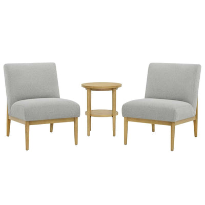 Thomasville 3 Piece Fabric Chair and Accent Table Set Durable Dark Grey