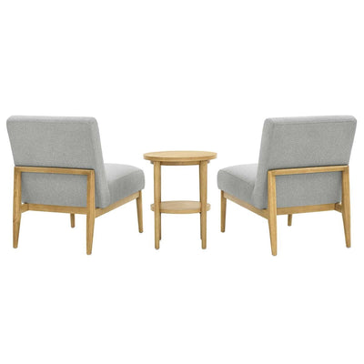 Thomasville 3 Piece Fabric Chair and Accent Table Set Durable Dark Grey