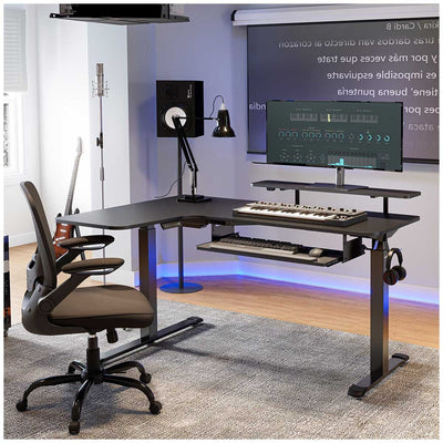 Eureka L Shaped Electric Standing Desk Left Side ERK-L60L-B-PRO-US Black