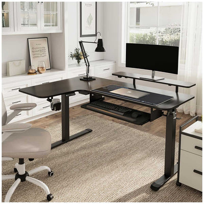 Eureka L Shaped Electric Standing Desk Left Side ERK-L60L-B-PRO-US Black