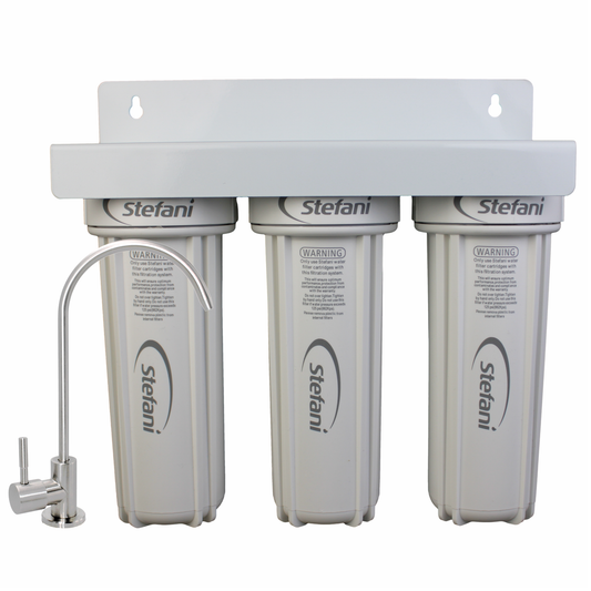 Stefani Triple Stage Undersink Water Filtration System 370mm x 360mm - Lead Free - Removes Impurities