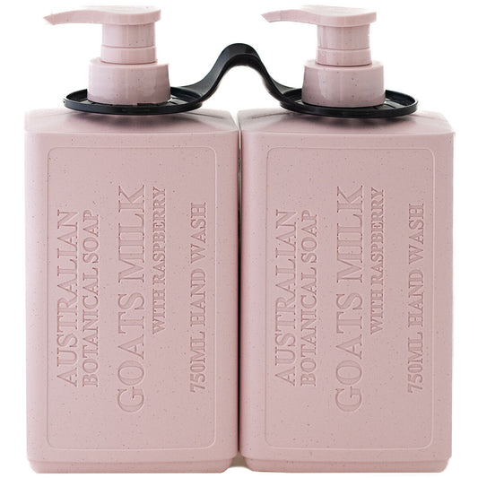 Australian Botanical Soap Hand Wash 2 x 750ml Goats Milk with Raspberry, Kakadu Plum Extract, Organic Aloe Vera