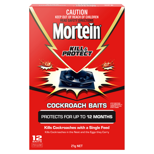 Mortein Kill and Protect Cockroach Baits 12 Pack - 145mm x 218mm - Black - Long-lasting Pest Control - Auzzistore