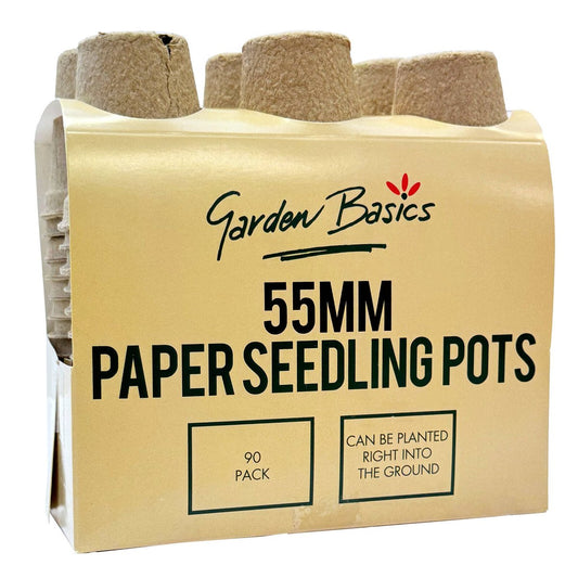 Garden Basics 55mm Paper Seedling Pots 90 Pack - Biodegradable - Air Pruning - Auzzistore