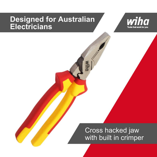 Wiha Pliers 220mm Combination 1000V Insulated High Quality Steel Comfort – view 2 - Auzzistore