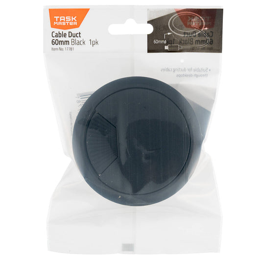 Taskmaster 60mm Black Cable Duct - Cable Management Solution - Easy Install