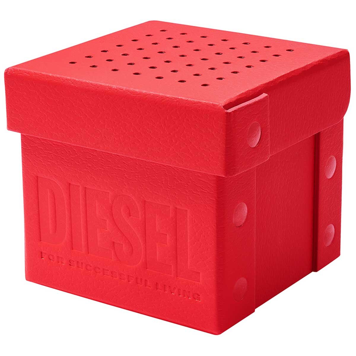 Diesel Men's Spiked Chronograph Watch DZ4665, 49mm Silver Sunray Dial, Brown Leather Strap, Water Resistant