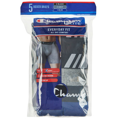 Champion Men's Boxer 5 Pack Charcoal Black Small