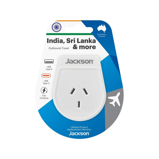 Jackson Outbound Slim USB A and C Travel Adaptor - 2.1A - White