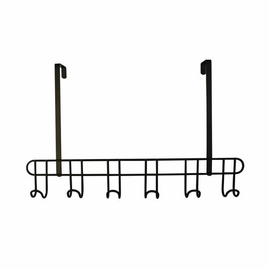 Adoored Decorative Hook Rack - 6 Hooks - Steel - Over Door Use