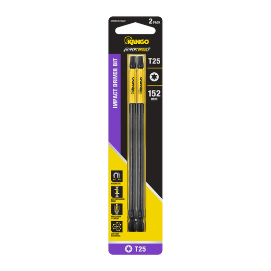 Kango 152mm TX25 HYPERTORQUE Impact Driver Bit 2 Pack - High Torque - Custom Alloy - Auzzistore