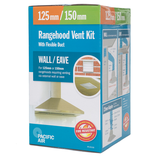 Pacific Air Flexible Wall Eave Rangehood Ducting Kit 125 150mm PVC - Auzzistore