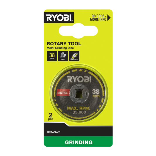 Ryobi Twist Lock Grinding Discs 2 Pack - 38mm - Metal Grinding - 35,000 RPM - Auzzistore