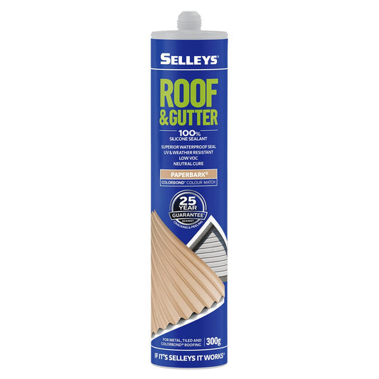 Selleys Roof and Gutter Silicone Sealant 300g Paperbark - Waterproof, UV Resistant - Auzzistore