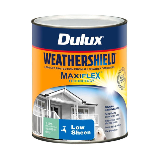 Dulux Weathershield Exterior Paint - 1L Deep Low Sheen - 110mm x 137mm - Auzzistore