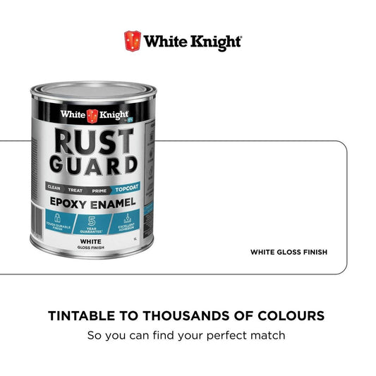 White Knight Rust Guard 1L Epoxy Enamel Paint - White Gloss - UV-Resistant – view 2 - Auzzistore