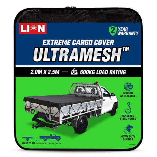 Lion Ultramesh Cargo Net - 2.0 x 2.5m - 600kg Capacity - Heavy-Duty