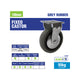 Easyroll 100mm Grey Rubber Fixed Plate Castor 55kg Load Capacity