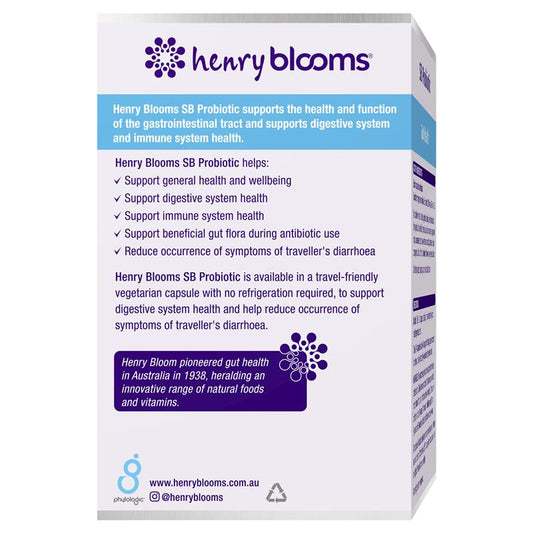 Henry Blooms Probiotic Gut Health - 60 Vegetarian Capsules for Digestive Wellness - Auzzi Store