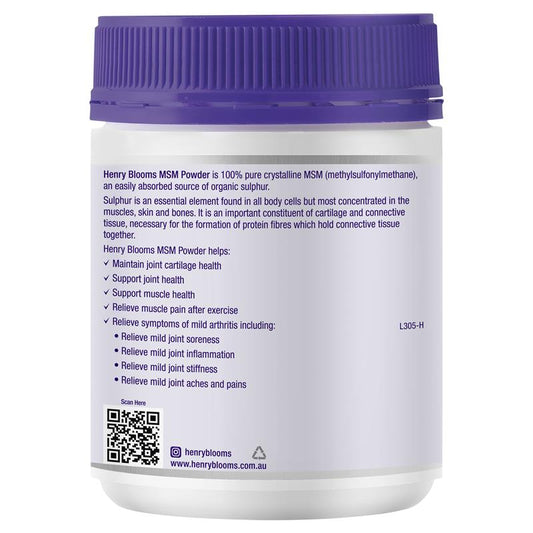 Henry Blooms MSM Powder 300g - Natural Joint & Muscle Support-Auzzi Store
