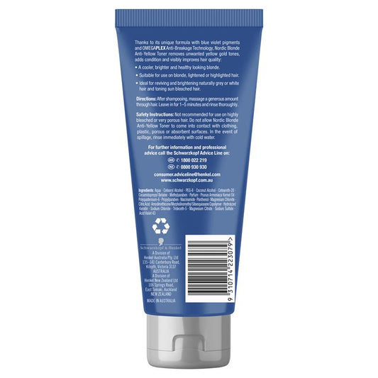 Schwarzkopf Nordic Blonde Anti-Yellow Toner 200mL - Brighten and Revive Your Blonde Hair - Auzzi Store