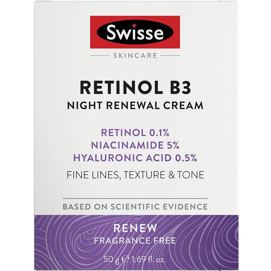Swisse Skincare Retinol B3 Night Renewal Cream 50g - Youthful Skin Awaits