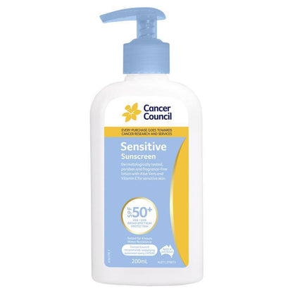 Cancer Council SPF 50+ Sensitive Sunscreen Pump - 200ml - Auzzi Store