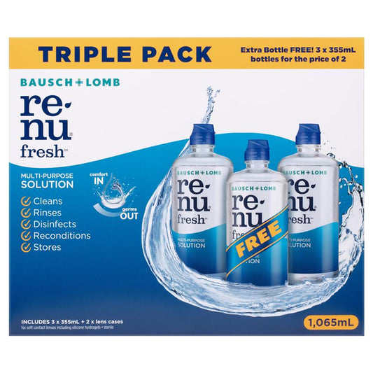 Bausch & Lomb Renu Fresh Contact Lens Solution - 3 for 2, 355ml-Auzzi Store