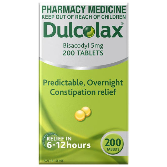Dulcolax Laxatives 5mg - 200 Tablets for Overnight Relief