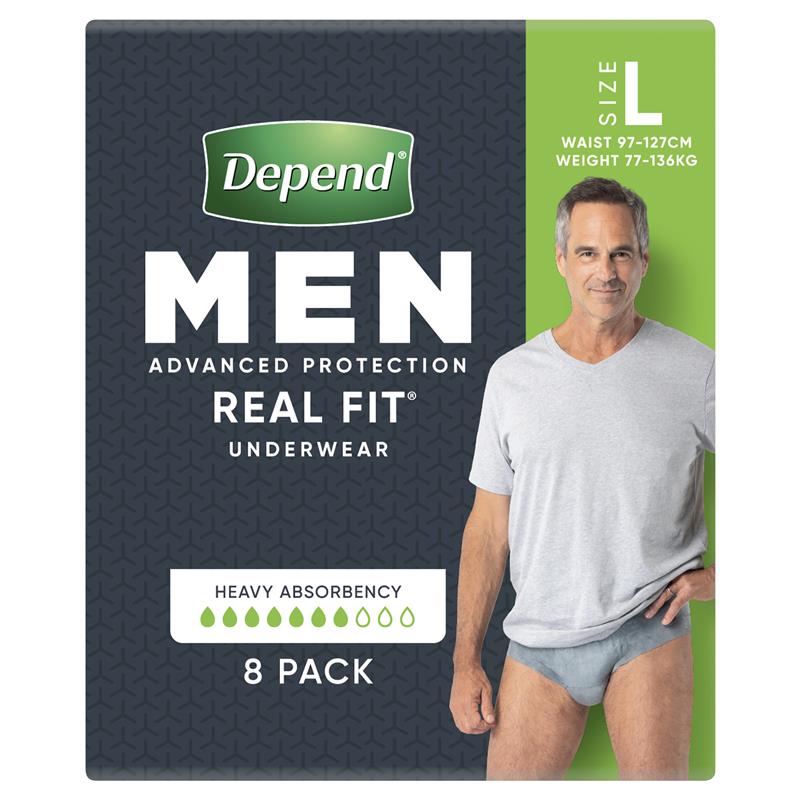 Depend Men Real Fit Underwear Large 8 Pack - Maximum Absorbency for Men-Auzzi Store