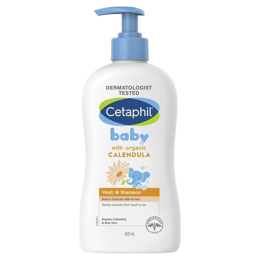 Cetaphil Baby Calendula Wash & Shampoo 400ml - Gentle & Tear-Free