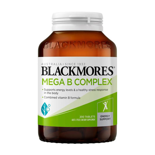 Blackmores Mega B Complex 200 Tablets – High Potency B Vitamins for Energy Support