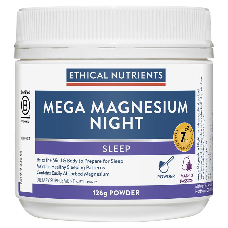 Ethical Nutrients Mega Magnesium Night 126g Powder - Sleep Support - Auzzi Store