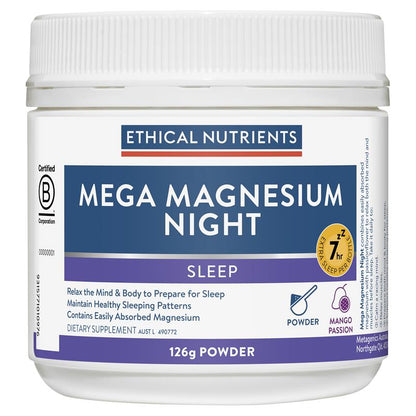 Ethical Nutrients Mega Magnesium Night 126g Powder - Sleep Support - Auzzi Store