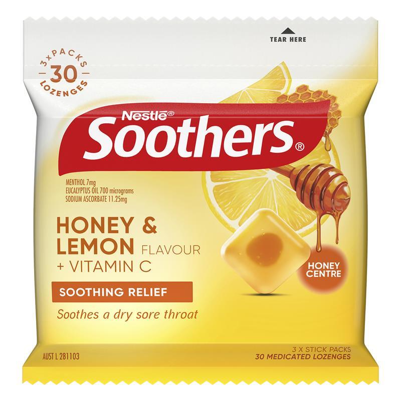 Soothers Honey & Lemon 3x10 Lozenge Multipack - Soothing Throat Relief-Auzzi Store