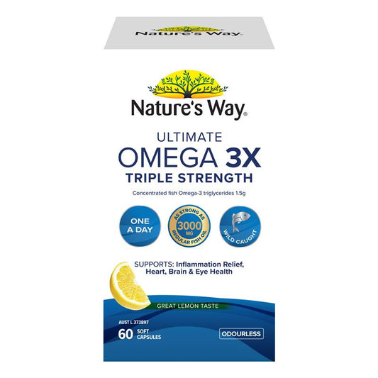 Nature's Way Ultimate Omega-3 Triple Strength Fish Oil 60 Softgels